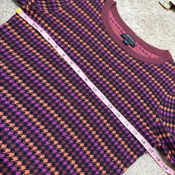 Tommy Hilfiger Purple Orange Pima Cotton Houndstooth Sweater Size S - Picture 8 of 11